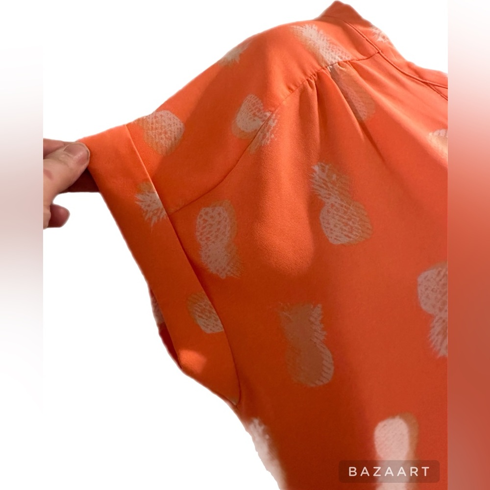 APT 9. Women's Neon Pineapple short sleeve Chiffon Blouse - Picture 3 of 7